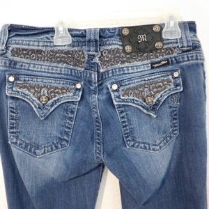 Miss Me Jean 29 Women Easy Boot Distressed Low Rise Flap Pocket Bling JE5002E40L